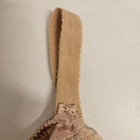 Elomi Bra Womens 32k Tan Pink Green Floral Lacy Underwires adjustable no padding - Picture 5 of 8